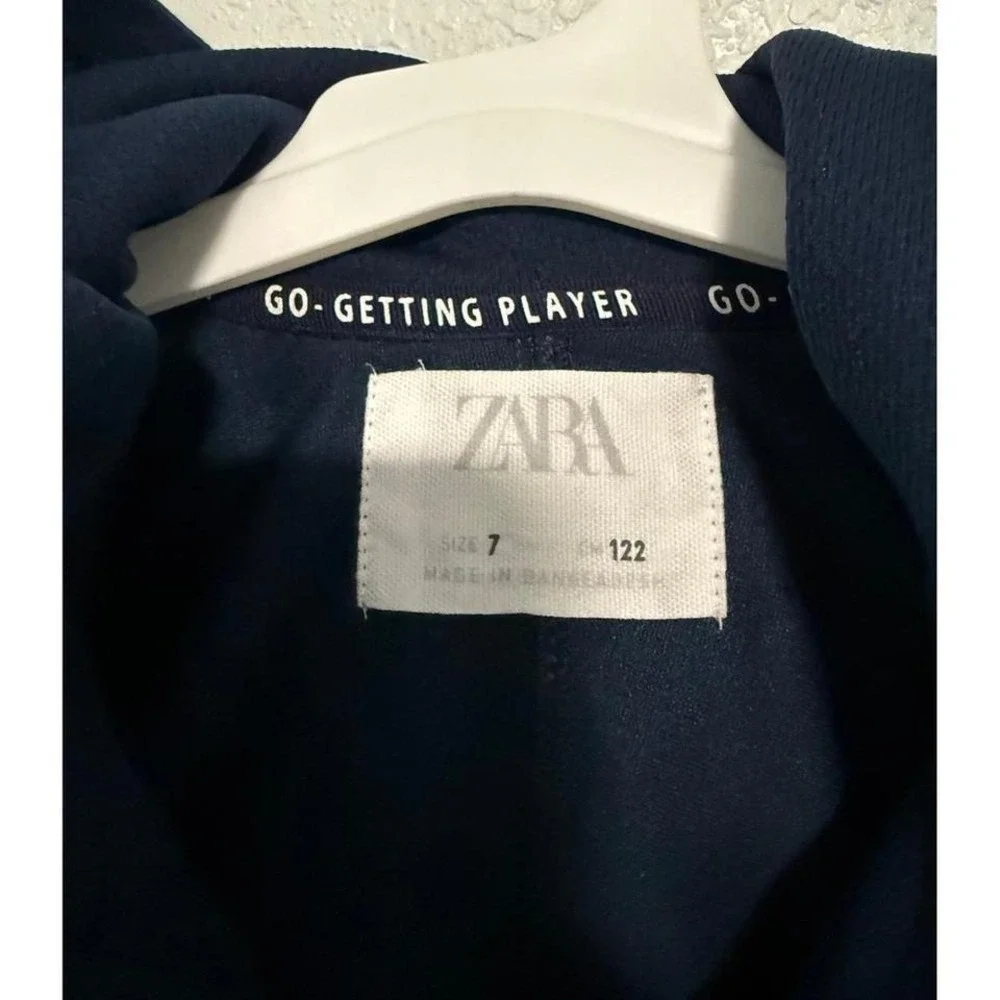 ZARA Boys Navy Blue Go‎ Getter Player Anorak Hoodie Jacket Size 7 122
